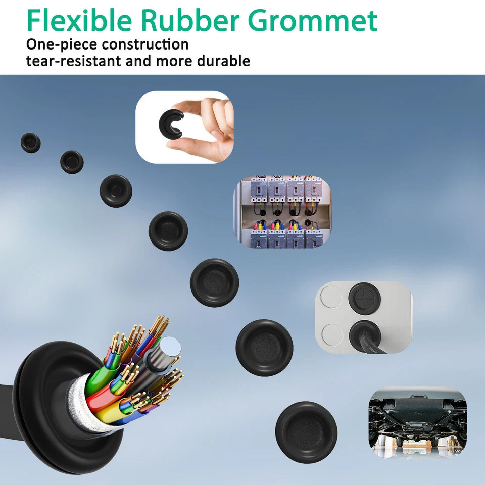 CIRCLE- 170Pc Rubber Grommet Assortment Kit Set Firewall Hole Electrical Wiring Gasket
