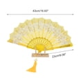 thumbnail image 2 of Unique Bargains 1 Pc Butterfly with Tassel Folding Fan for Masquerade Yellow Silk Fabric, 2 of 5