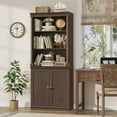 thumbnail image 6 of Homfa 71"H Bookcase with Doors, 5 Tier Storage Bookshelf with Adjustable Shelf for Study Home Office, Reddish-Brown, 6 of 7