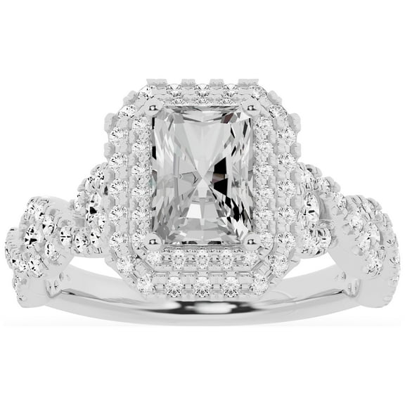 Unique Moments 2ct Lab Grown Radiant Cut Diamond Engagement Ring 10K White Gold