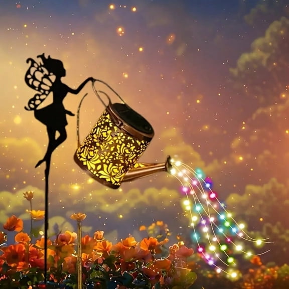 A Beautiful Solar Watering Kettle Light, Retro Hanging And Easy To Move, Flowing Water Light, Suitable For Outdoor, Trail, Deck, Lawn, Terrace, Trail, Outdoor Solar Lamp, Christmas And Halloween Dec