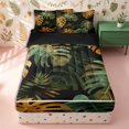 thumbnail image 2 of Erosebridal Tropical Gradient Leaf Print Zipper Full Size Comforter Sets with Fitted Sheet and 2 Pillowcases,Golden Monstera Palm Zipper Bedding Set,Gold Green,4pcs,Black Reversible, 2 of 6