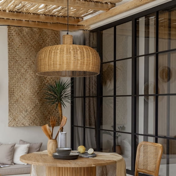 LittleGlovo Retro Rattan Ceiling Lighting Japanese Creative Handwoven Restaurant Chandelier