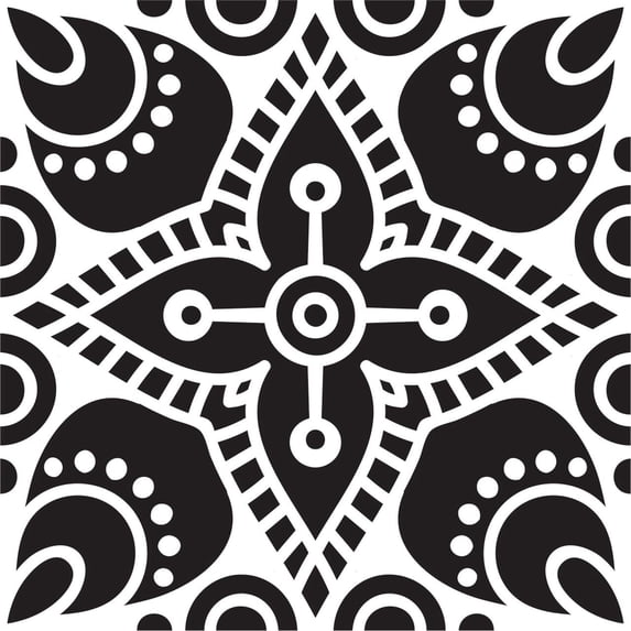 Printtoo Scrap-booking Square Floral Mandala Pattern Stamp Brown Wooden Rubber Stamps-4 x 4 Inches
