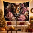 thumbnail image 3 of Floral Garden Portrait with Tiger'S Head Facing Directly, Mystical Fantasy for Space Lovers, Galaxy Room Decor, Valentine'S Day Gift, Tapestry Wall Hanging for Bedroom and Dorm, 3 of 7