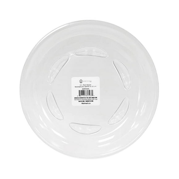 Soucoupe de protection de sol HOMETRENDS 8 pouces, plateau rond en plastique transparent pour pot de fleurs, idéal pour l'intérieur et l'extérieur