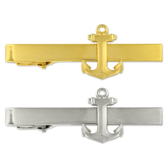 PinMart's Anchor Nautical Tie Clip Tie Bar - Gold or Silver