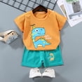 thumbnail image 2 of TOWED22 Toddler Baby Boy Summer Clothes Race Car Print Short Sleeve Tee Elastic Shorts 1T 2T 3T 4T 5T Orange,18-24 M, 2 of 4
