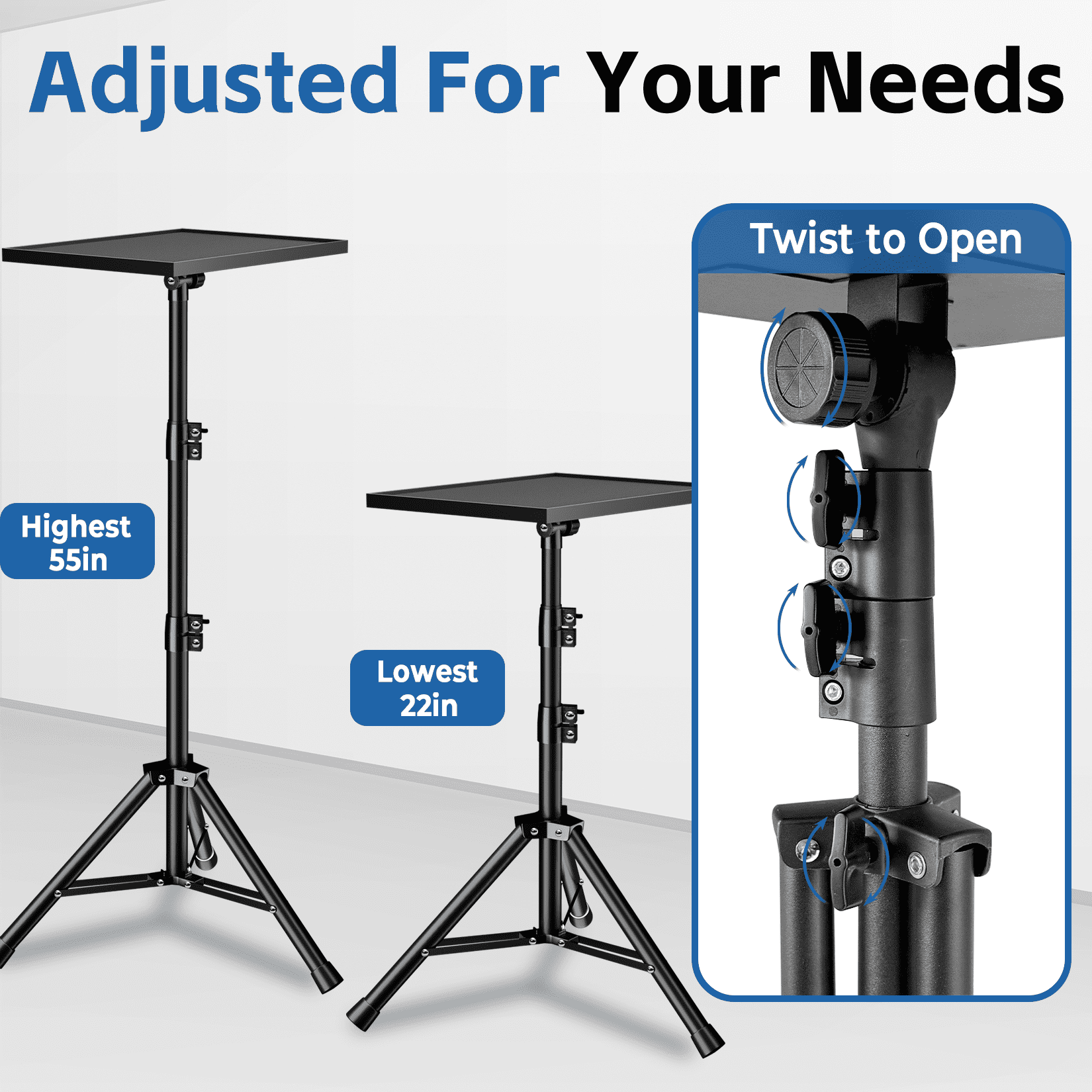 Projector Stand, Laptop Tripod Stand Adjustable Height 22 to 54 Inch,Projector Tripod,Tripod for Projector,DJ Equipment,Projector Tripod Stand for Outdoor Movies,Office, Home, Stage or Studio