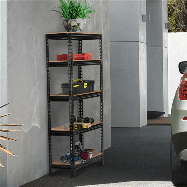 Alden Design 5-Tier Boltless & Adjustable Steel Storage Shelf Unit, Black