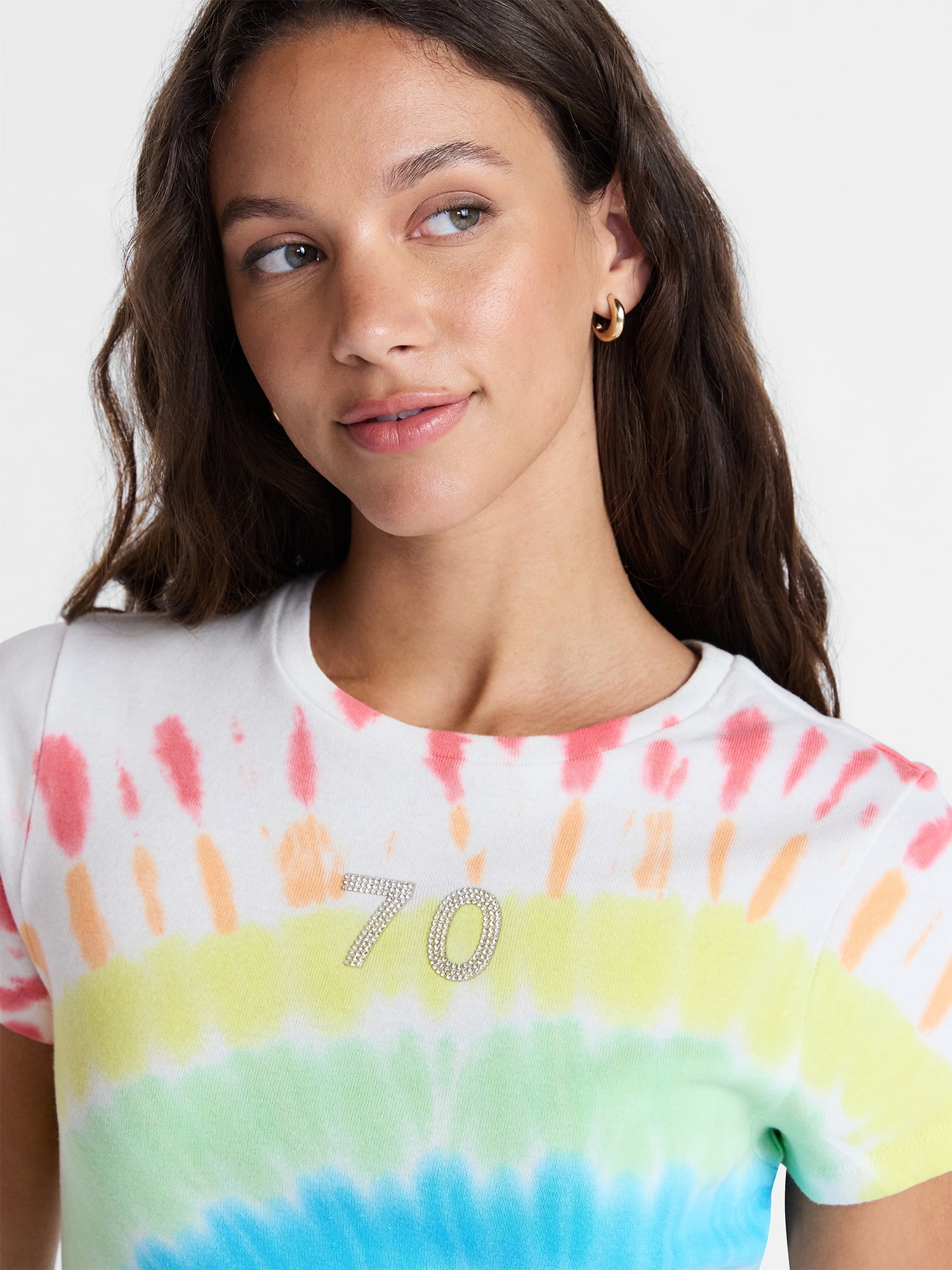 No Boundaries Pride Tie Dye Ribbed Graphic Cotton Baby Tee, Women's XXS-XXL