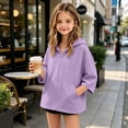thumbnail image 3 of happyYEE Full Zip Hoodie for Girl, Oversized Hooded Sweatshirt with Pockets, Fall Long Sleeve Casual Zipper Outerwear Tops,13-14 Years, 3 of 6