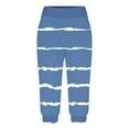 thumbnail image 3 of Scyoekwg Capris for Women Casual Summer Mid Waist Lightweight Capris Joggers Workout Athletic Yoga Pants Striped Print Ladies Capris Pants (Blue,XL), 3 of 6