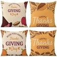 thumbnail image 1 of Happy Thanksgiving Day Maple Leaf Throw Pillow Covers Set Of 4, Linen Autumn Design Throw Pillow Covers Home Decor, 1 of 5