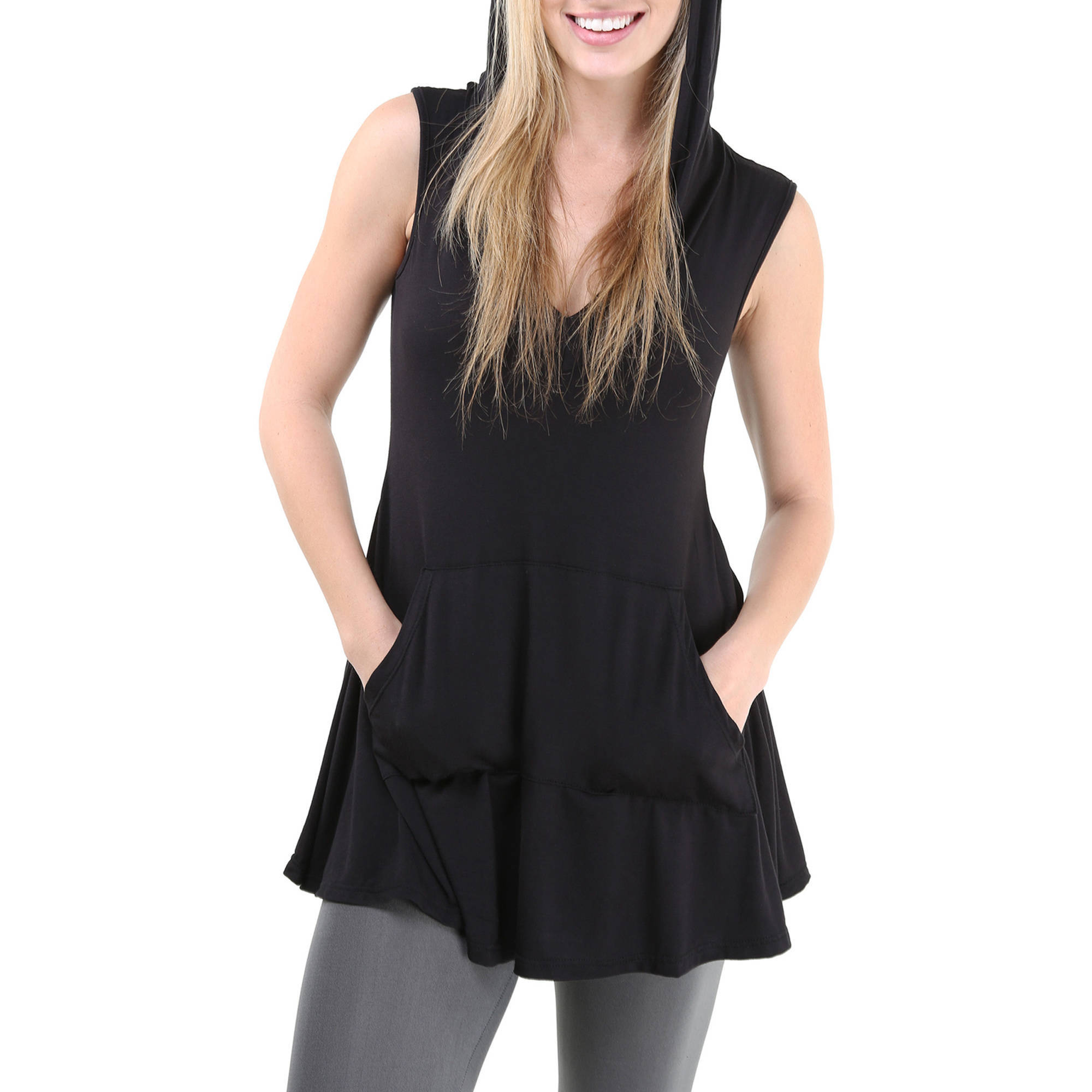 sleeveless hooded tunic