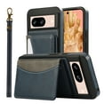 thumbnail image 6 of for Google Pixel 8 Pro Wallet Case with Card Slots, Hand Wrist Strap Rotate Ring Design, Finger Grip Ring PU Leather Magnetic Button Shockproof Purse Phone Cover for Google Pixel 8 Pro, Blue, 6 of 6