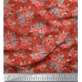 thumbnail image 1 of Soimoi Tissu Satin Soie Feuilles & Roses Imprimé Floral 1 Yard 42 Pouces de Large, 1 of 3