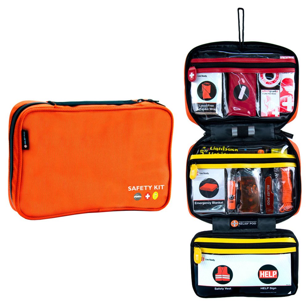 Emergency Roadside Kit, 56 Items Assistance Roadside Safety Kit, Orange