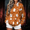 thumbnail image 2 of Women Halloween Hoodies Long Sleeve Stains Letter Print Pullover Adjustable Drawstring Hood Sweatshirt Casual Crew Neck Top With Pocket, 2 of 6