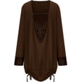 thumbnail image 5 of Blusa de lentejuelas para mujer de manga larga brillante túnica drapeada fluida fiesta jersey con cordón dobladillo con purpurina, 5 of 5