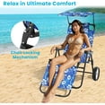 thumbnail image 5 of Slsy 2-in-1 Beach Chair with Wheels, Folding Tanning Lounger with Canopy Shade, Heavy Duty Beach Cart Chair with Integrated Wagon Pull Cart for Pool, Picnic, Backyard & Camping, 5 of 8
