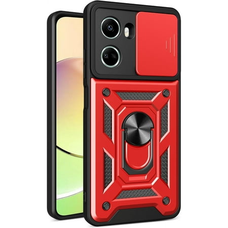 Compatible with Tecno Camon 20 4G Bracket Shell,with Slide Camera Lens Cover Compatible with Tecno Camon 20 Pro 4G CK7n / Camon 20 4G CK6 CK6n Case Red