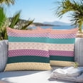 thumbnail image 5 of Bohemian Outdoor Pillow Covers Set of 2 Tribal Geometric Stripes Purple Pink Waterproof Throw Pillow Case Decorative Square Cushion Cover for Patio Couch Garden Balcony, 26"x26", 5 of 9