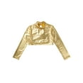 thumbnail image 3 of Zaldita Kids Girls Shiny Metallic Crop Tops Hip Hop Dance Costume Mock Neck Jazz Shirts Dancewear Gold 6, 3 of 7