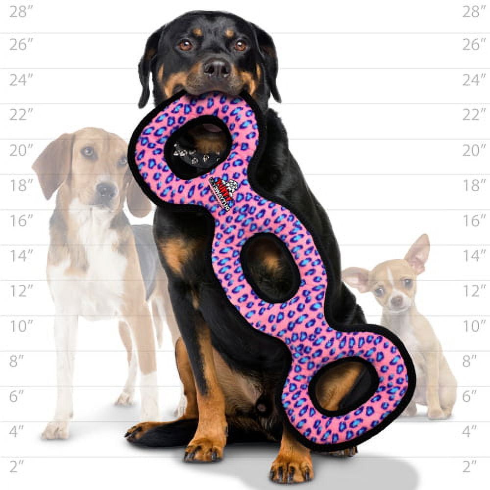 TUFFY® Ultimate 3WayTug Pink Leopard, 2-Pack, Durable Plush Squeaky Dog Toys