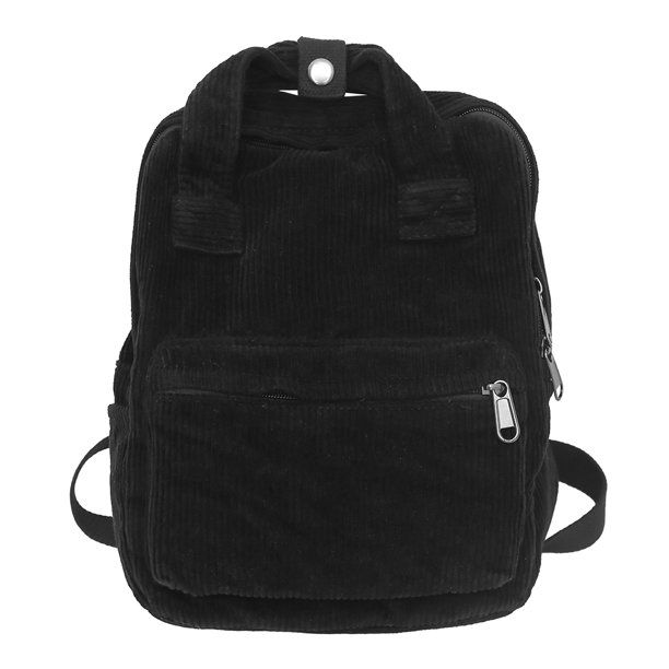 Bolso Diario para Mujer Pana Con Múltiples Bolsillos Bolso Sencillo para Exteriores (negro)
