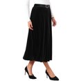 thumbnail image 4 of INSPIRE CHIC Women's Velvet Long Skirt High Waist Elegant Evening Formal Cocktail A-Line Skirts with Belt 2XL Black, 4 of 6