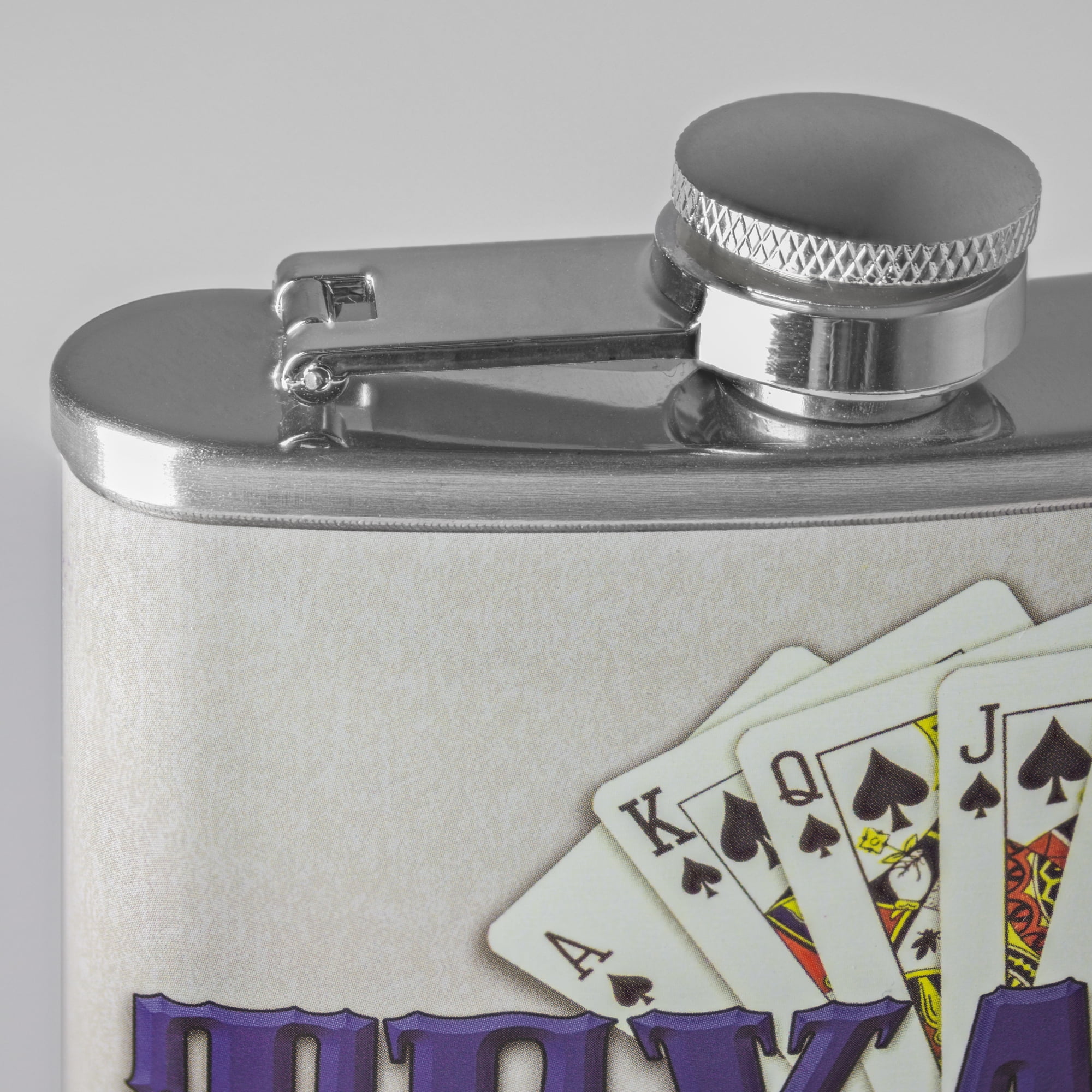 American Art Decor 8 oz Liquor Flask – Texas Hold’em Stainless Steel Hip Flask – Novelty Flask for Men and Women (5.5" x 4" x 1.25")