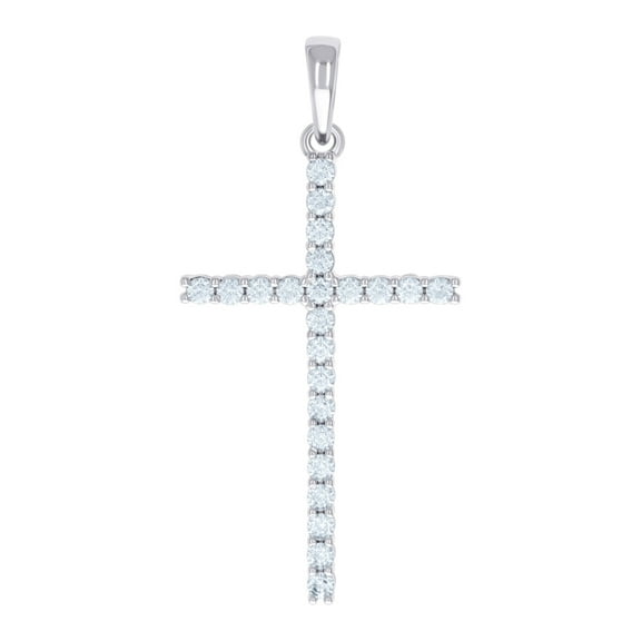 925 Sterling Silver Mens Cubic Zirconia Cross Religious Charm Pendant 50x24.6mm Wide Necklace for Men