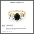 thumbnail image 4 of Gem Stone King 10K Yellow Gold Black Onyx White Moissanite and Diamond 3-Stone Engagement Ring | 2.64 Cttw | Oval 8X6MM and 6X4MM | Three Stone Wedding Anniversary Promise Ring for Women| Size 5, 4 of 4