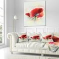 thumbnail image 3 of Designart Beautiful Red Watercolor Poppy - Flowers Throw Pillowwork - 16x16, 3 of 5