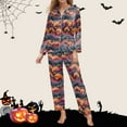 thumbnail image 2 of Womens Halloween Pajamas 2 Piece Set Funny Print Long Sleeve Button Sleepwear Comfy Long Pants Relaxed Fit Cute Pj Set, 2 of 5