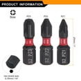 thumbnail image 2 of Uxcell 3pcs PZ1/PZ2/PZ3 Pozi Bit de destornillador 1/4" Hex Shank 25mm/1" Longitud Magnética Phillips Slotted Hex Bits S2 Acero Bit de destornillador Grado industrial Bits de taladro eléctrico, 2 of 7