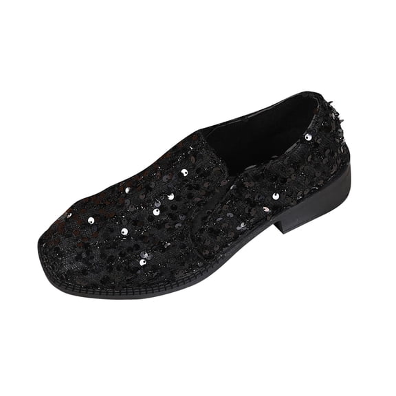 Black Ladies Plus Size Classic Loafers With Low Heel For Autumn And Winter Style Comfortable Slip On Shoes For Casual Wear