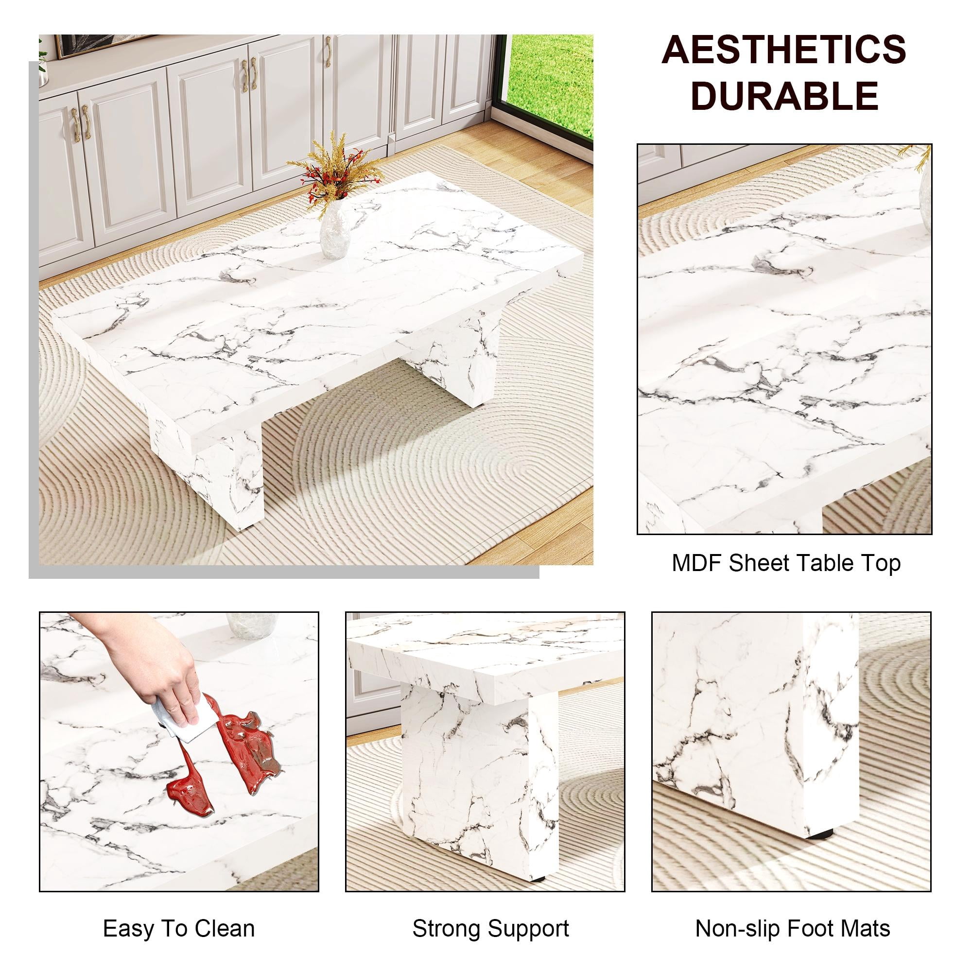 79" Modern Marble Dining Room Table Sets for 6,7 Piece Kitchen Dining Table and Chairs Set- Gather in Style and Comfort