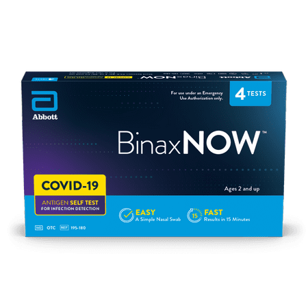 BinaxNOW COVID‐19 Antigen Self Test, Multi, 4-Count, At-Home COVID-19 Antigen Test, 4 Tests