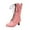 Pink, variant on Xfvqtps Winter Boots for Women Fashion Mid Calf Boots Round Toe Lace up Flat Heel Comfortable Faux Leather Casual Ankle Boots Black