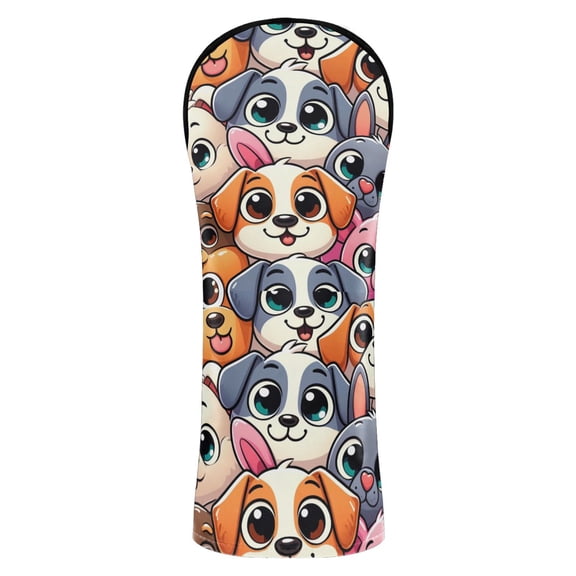 Haosy Cute Dogs Head Golf Club Covers Driver Hybrid Wood Headcovers PU Leather Double-Layer Lining Replaceable Tags for Men Women