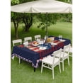 thumbnail image 4 of Outdoor Tablecloths with Umbrella Hole & Zipper, Independence Day Tablecloth Rectangle 60x84 Inch, US Flag Stars Spring Flowers Retro Blue Waterproof Table Cloth, Patio/Pool/Picnic Table Covers, 4 of 8