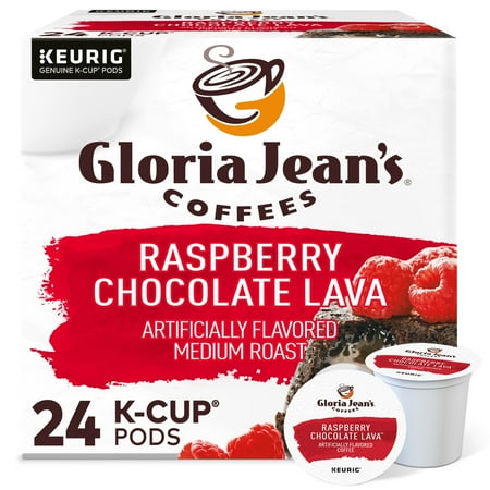 Gloria Jean's Coffee, Raspberry Chocolate Lava Medium Roast K-Cup Coffee Pods, 24 Count