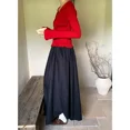 thumbnail image 5 of Elegante vestido largo de gasa plisado artístico drapeado de alta gama para mujer, color sólido, cintura alta, estilo coreano, 5 of 5