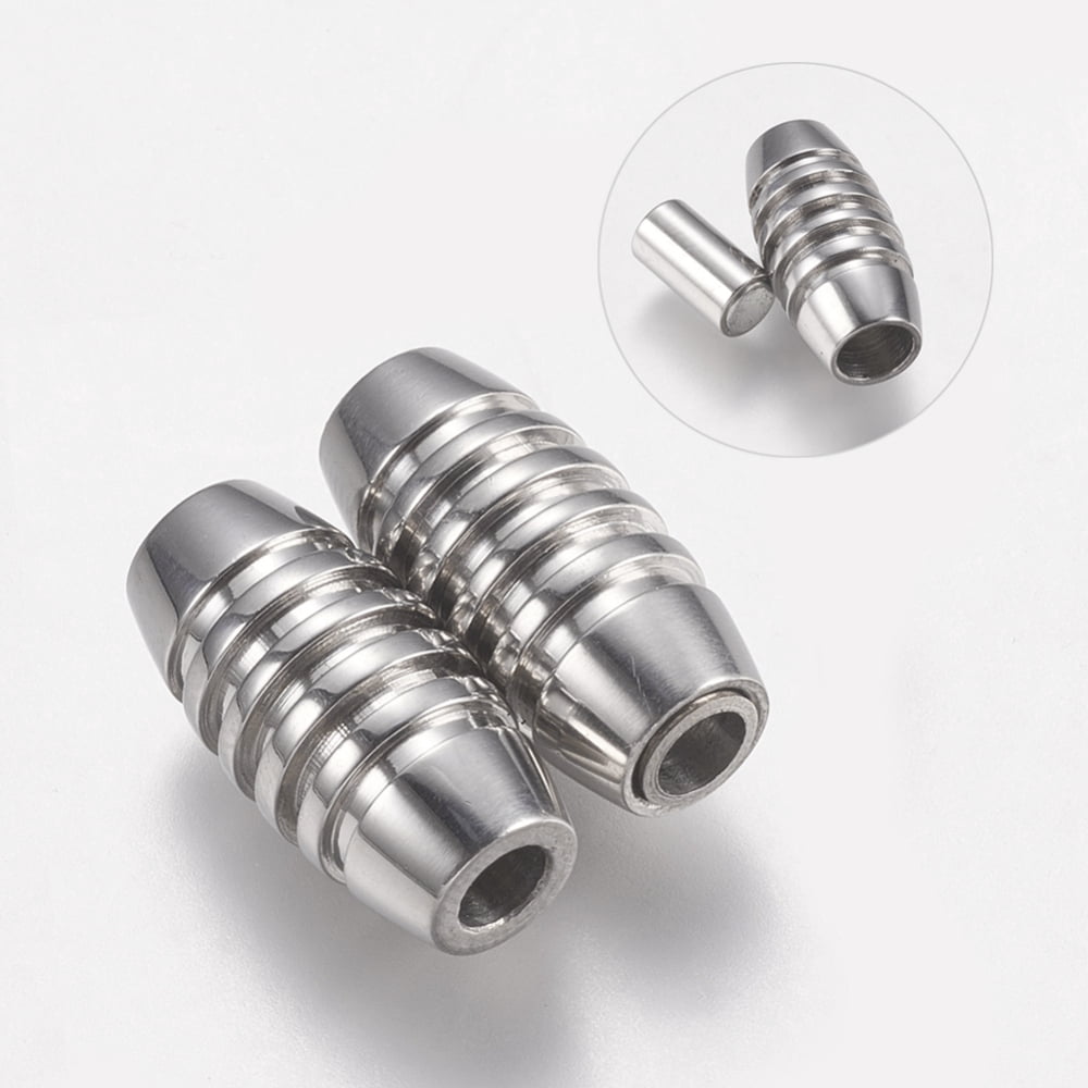 20Set Resistant 304 Stainless Steel Magnetic Clasps with Glue-in Ends Oval Stainless Steel Color 16x8mm Hole: 3mm