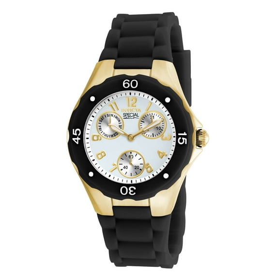 Invicta Women's Angel Multi-Function Light Dial Black Silicone Watch 18797