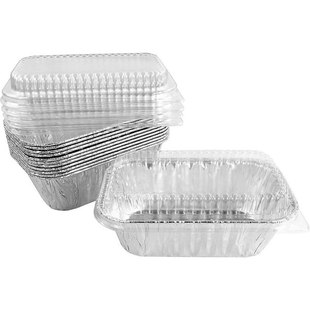 FULenQnu Disposable 1 lb Aluminum Foil Mini Loaf Pans with Clear Low