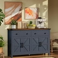 thumbnail image 2 of Winkalon 55'' Kitchen Sideboard Buffet Cabinet, 4-Doors 2-Drawers Farmhouse Storage Cabinet with Adjustable Shelves, Blue, 2 of 9