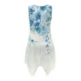 thumbnail image 5 of FUIALDOLG Summer Dresses for Women Lady Blue Flower Flowy Pleated Midi Dress Dragonfly Tank Dresses for Vacation,Cocktail Party,L, 5 of 7